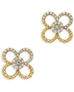 Bloomingdale's Fine Collection Diamond Clover Silhouette Stud Earrings - Metallic