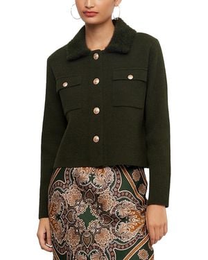 Karen Kane Faux Fur Collar Sweater Jacket - Black