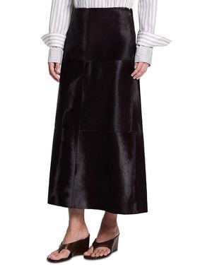 Twp Calf Hair A Line Skirt - Black