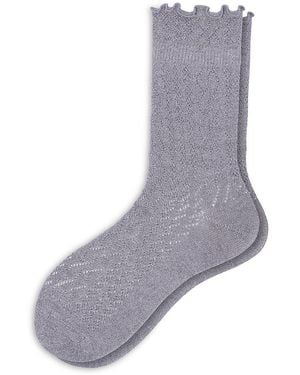 Hue Metallic Pointelle Ankle Socks - Gray