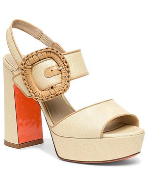 Santoni Leather High-Heel Sandal - Metallic