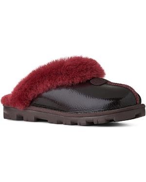 UGG Coquette Crinkle Patent Leather & Sheepskin Slippers - Red