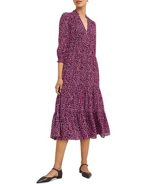 Hobbs Freda Printed Tiered Midi Dress - Purple