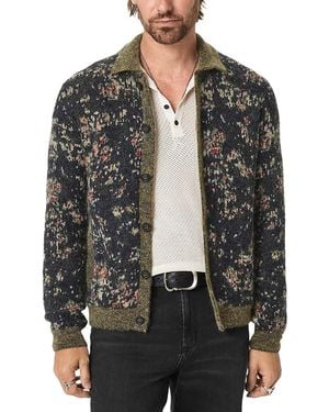 John Varvatos Giverny Floral Cardigan Sweater - Black