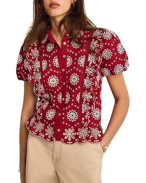 Mint Velvet Eyelet Embroidered Puff Sleeve Blouse