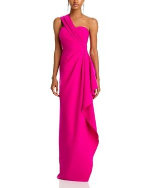 Teri Jon One Shoulder Side Drape Gown - Pink