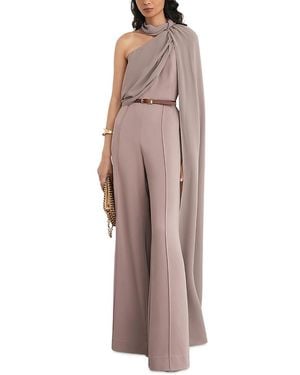 Reiss Petites Carrie Draped Detail One Shoulder Jumpsuit - Brown
