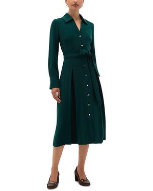 Hobbs Mylie Pleated Button Front Dress - Green
