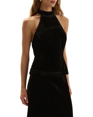 FAVORITE DAUGHTER The Velvet Don'T Wait Up Halter Top - Black