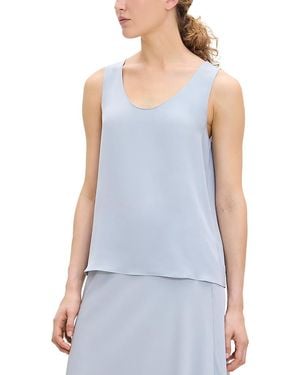 Theory Silk Scoop Neck Shell - Blue