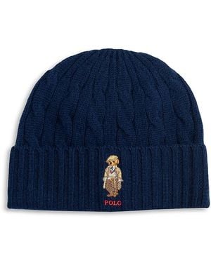 Polo Ralph Lauren Charles Bear Cable Beanie - Blue