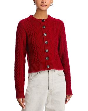 RE/DONE Cable Knit Cardigan Sweater - Red