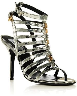 Moschino Faux Leather High Heel Sandals - Black