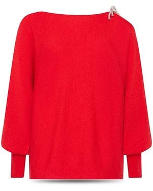 MILLY Ida Bow Detail Sweater - Red