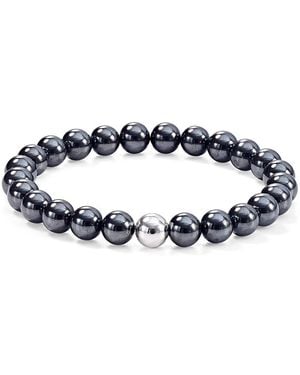Aqua Sterling & Stone Beaded Stretch Bracelet - Metallic
