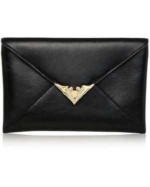Alexis Leather Envelope Clutch - Black