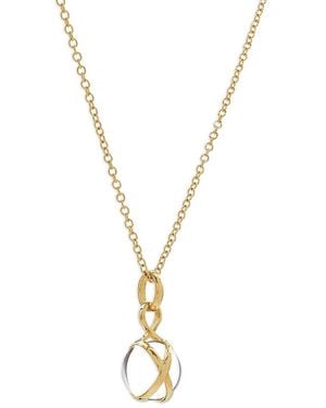 L. Klein 18K Prisma Crystal Quartz 10Mm Pendant Brilliant Chain Necklace, 16-18 - Metallic