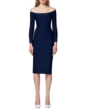 Hervé Léger Icon Scoop Neck Midi Dress - Blue