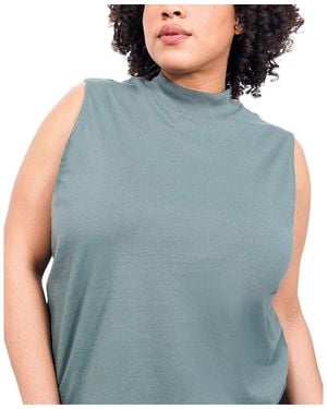 WILDFANG Plus The Everyday Mock Neck Tank Top - Blue