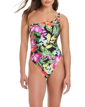 Red Carter One Shoulder O Ring One Piece Swimsuit - Blue