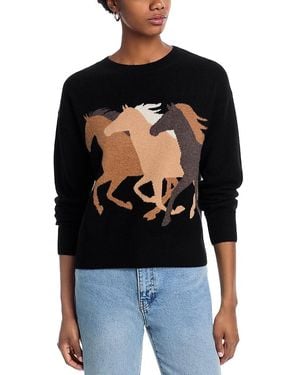 Aqua Horse Intarsia Cashmere Sweater - Black