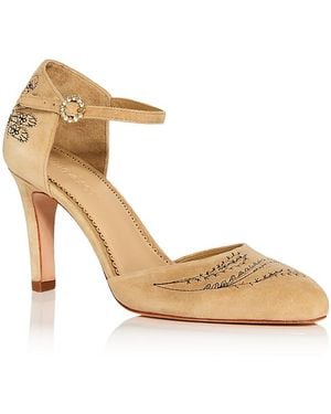 Cinq À Sept Mariana Embroidered Suede Pumps - Metallic
