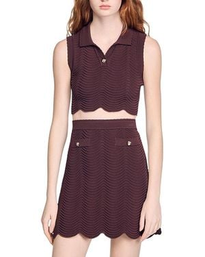 Sandro Cropped Decorative Knit Top - Purple