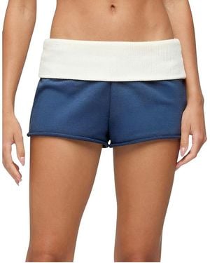 Edikted Stevie Contrast Foldover French Terry Shorts - Blue