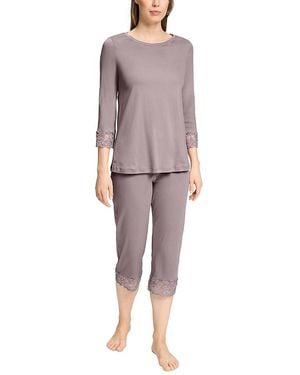 Hanro Moments Cropped Pajama Set - Gray