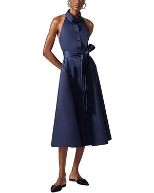 Carolina Herrera Collared Halter Midi Dress - Blue