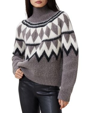 AllSaints Tara Fair Isle Alpaca & Wool Blend Turtleneck Jumper - Grey