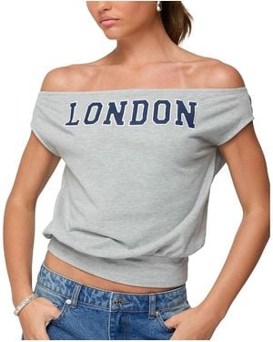 Edikted So London Off Shoulder Top - Gray