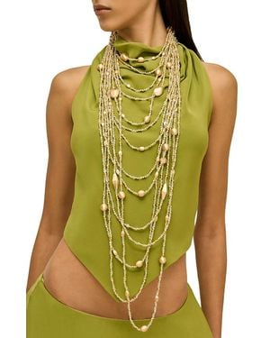 Cult Gaia Edie Beaded Layered Necklace, 53.2L - Green