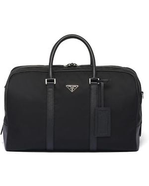 Prada Re-Nylon And Saffiano Leather Duffel Bag - Black