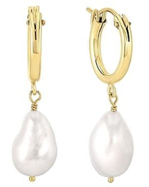 SET & STONES Adelle Pearl Hoops - White