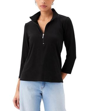 Karen Kane Quarter Zip Mock Neck Top - Black