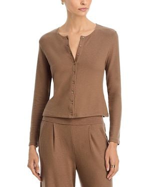 Leset Lauren Crewneck Cardigan Sweater - Brown