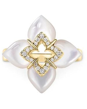 Roberto Coin 18K Venetian Princess Cabochon Mother Of Pearl & Diamond Flower Ring - White