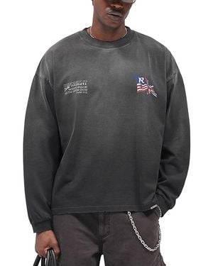 Represent Eagle Flag Cotton Logo Graphic Crewneck Shirt - Gray