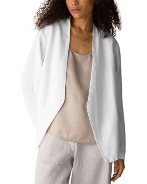 Eileen Fisher High Collar Cutaway Jacket - White