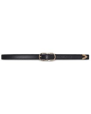 Maje Double Buckle Leather Belt - White