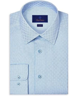 David Donahue Trim Fit Dobby Twill Dress Shirt - Blue