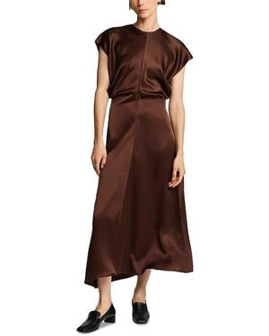 Argent Draped Silk Dress - Brown