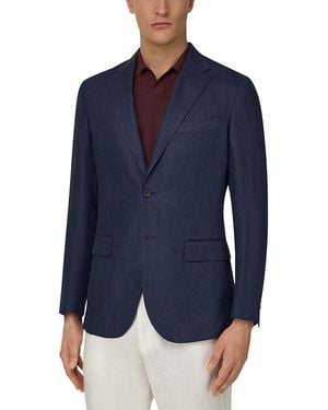 BOGGI Regular Fit Micro Texture Linen Suit Jacket - Blue