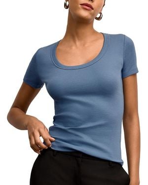 M.M.LaFleur M. M.Lafleur Avi Scoopneck Organic Ribbed Pima Cotton T-Shirt - Blue
