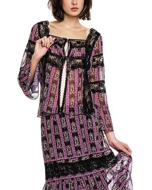 Anna Sui Cameo Stripe Print Tie Blouse - Red