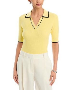 Tahari Elbow Sleeve Polo Top - Yellow