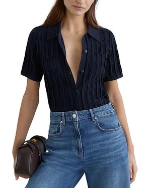 Reiss Audrey Textured Knit Shirt - Blue
