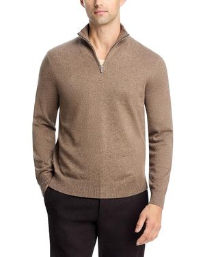 Theory Hilles Cashmere Quarter Zip Sweater - Gray