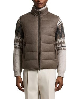 Peserico Quilted Stand Collar Tech Vest - Brown